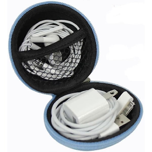 Pieni kuulokekotelo vetoketjulla, USB SD-kortille, kova pussi (sininen)