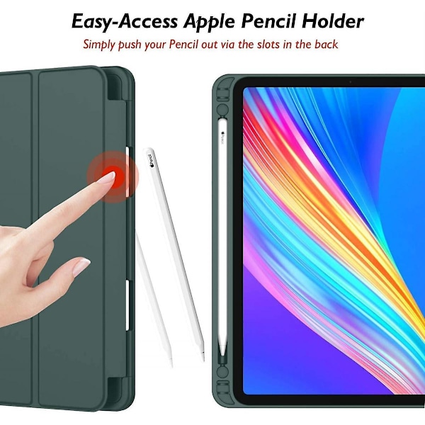 iPad Pro 12.9 tommer 5. generasjon / 4. generasjon (2021 og 2020) Kompatibelt Smart Sleep-modus Penneholder PU Lærbelagt Premium Nettbrettdeksel (Grønn)