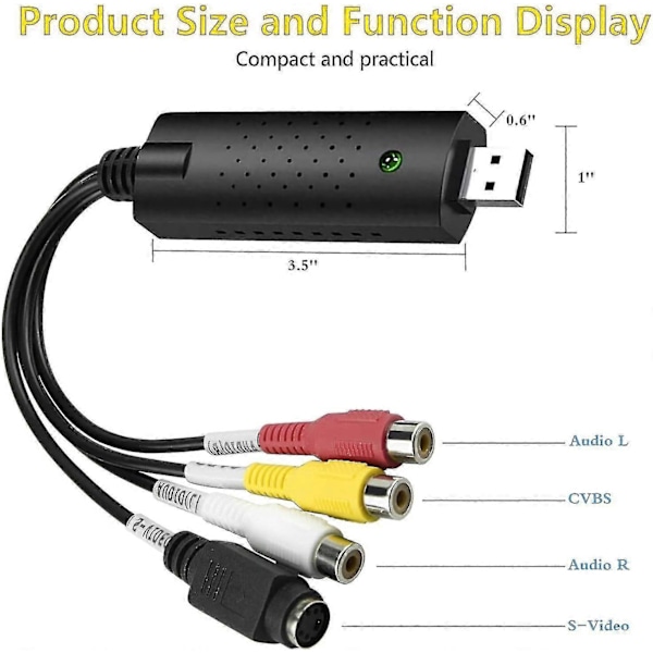 VHS til Digital Konverter, Video Capture Card USB 2.0 Audio Video Capture Card Enhed Gammel VHS Mini DV Hi8 DVD VCR til Digital Konverter til Mac, PC Support