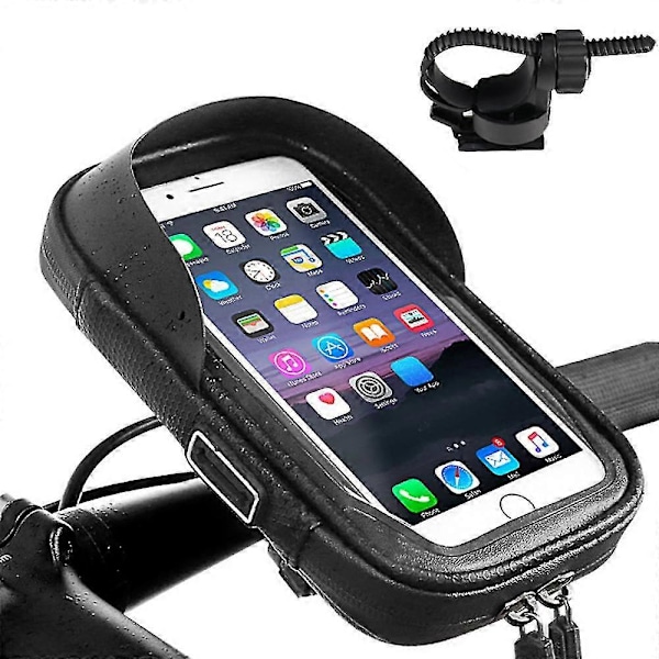 Vandtæt cykeltelefonholder taske, sort, 7 tommer