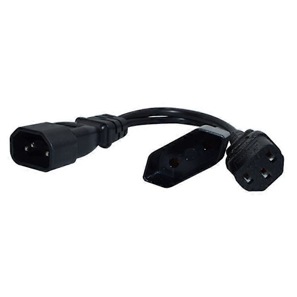 Y-tyypin jakokaapeli, Iec320 3-nastainen C14 uros C13 + 2-reikäinen Eu 4.0mm naarasliitin AC-virtajohto