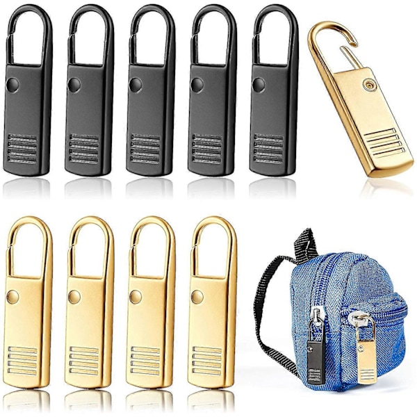 10 Udskiftnings Zipper Trækflapper, Metal Zipper Trækhoved