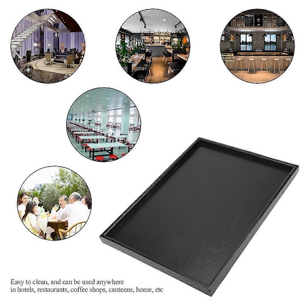 Massivt Træ Rektangulær Serveringsbakke 35 x 24 cm til Te, Kaffe, Snacks og Måltider
