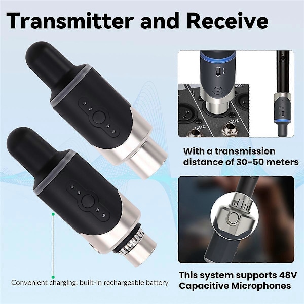 Ny U801 UHF Trådløs XLR Sender og Modtager Mikrofon Konverter Trådløs Mikrofon til Live