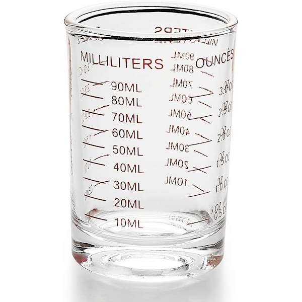 Mätkopp Shotglas 3 Ounce/90ML Flytande Tungt Högt Espressoglas (Röd)