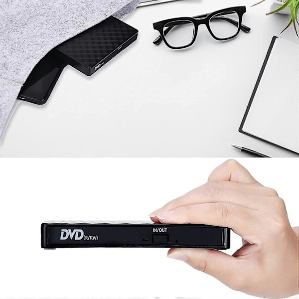 Ekstern CD DVD-drev til bærbar computer, USB 3.0 Bærbar CD/DVD-RW Brænder, Læser