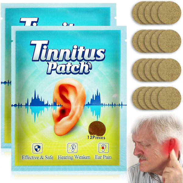 24 kpl Tinnitus-laastareita korvien soimiseen - Luonnollinen yrttikorvakipulääke, korvakivun lievitys, kutinan rauhoittaminen ja kuulon heikkeneminen