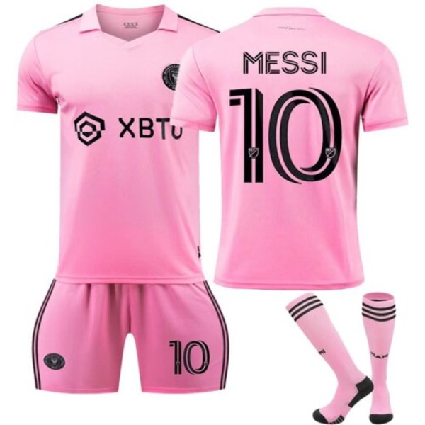 Säsongen 2023-2024 Inter Miami Vuxen Barn Messi #10 Football Kit Strip Jersey träningsoverall T-shirt Shorts home field XS