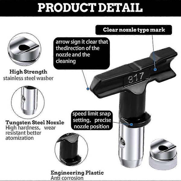 5 stk Airless Sprøytepistol Dyser - 215, 317, 419, 521, 623