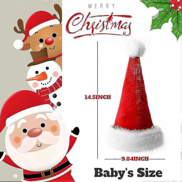 Fantastisk Baby Nisselue, Julelue for Spedbarn, Juleferielue, Unisex Fløyel Klassisk Nisselue for