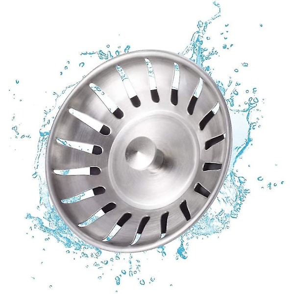 Annet vasketilbehør 2 stk. kjøkkenvaskpropp i rustfritt stål - Universal kjøkkenvasksil (diameter: 79,3 mm), vaskpropp med 18 spor, A
