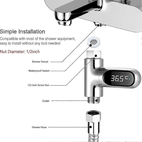 LED digital duschtemperaturdisplay vatten termometer termometer 0~100 vatten termometer