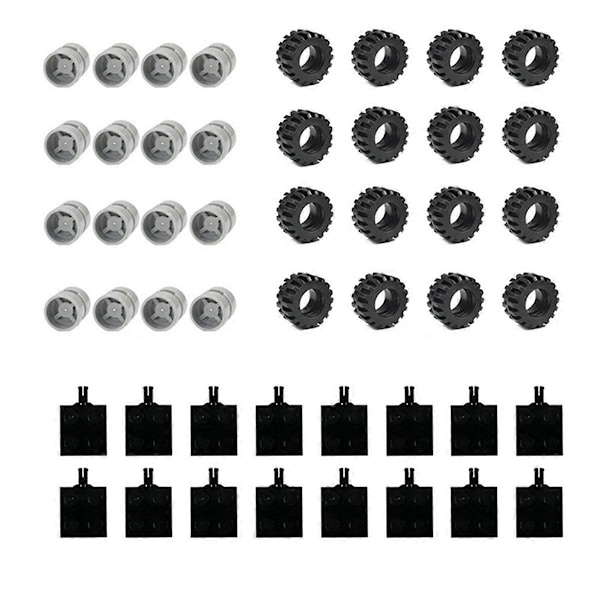 48 st Mini Hjulaxlar Paket Block Biltillbehör Däcknav Klassiska Byggklossar Barn DIY Leksaker
