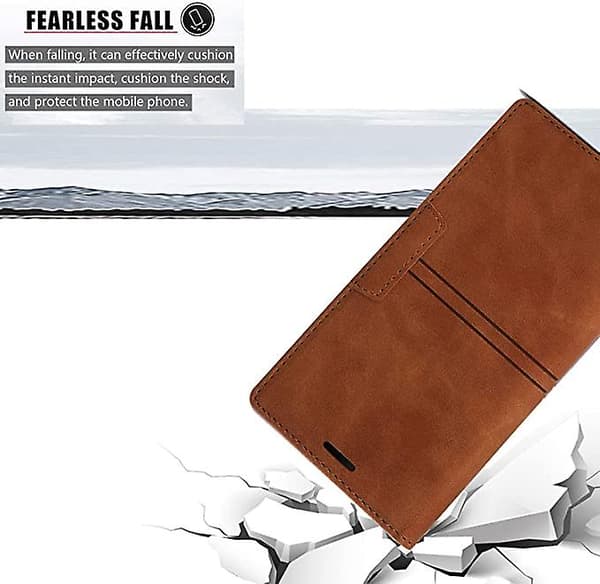 Etui til iPhone 13 Pro Max med kortholder, brunt PU-lær, lommebok-flip til Apple iPhone 6,7 tommer