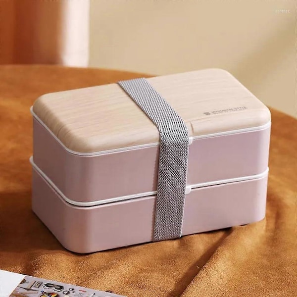 Hometric Rosa Bento Matlåda för Barn och Vuxna, 1200ml 2 Lager Matlåda med Fack