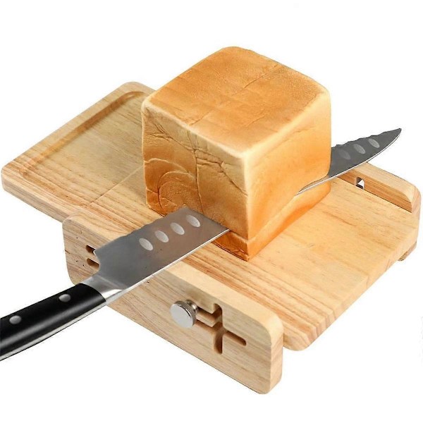 Brødskjærer i tre med C b-brett - Kompakt, glatt brødskjærer for surdeig, kaker og toast