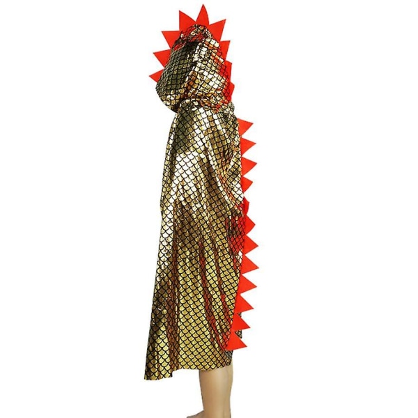 Dinosaur Cape Halloween Cosplay Kostym Huvkappa För Barn Trollkarl Och Flickor Häxa Cosplay Barndräkt Halloween Festkappa Gold