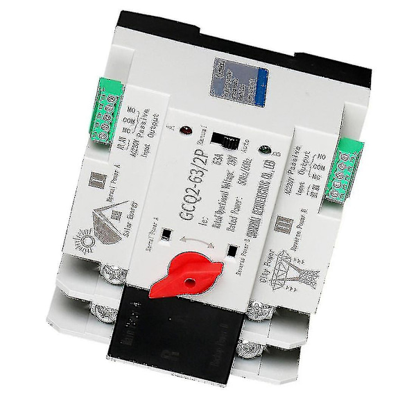 Fotovoltaisk Solenergi Ats Automatisk Omkopplare Din-skena 2p 63a Ac220v Ats Pv System Ström T