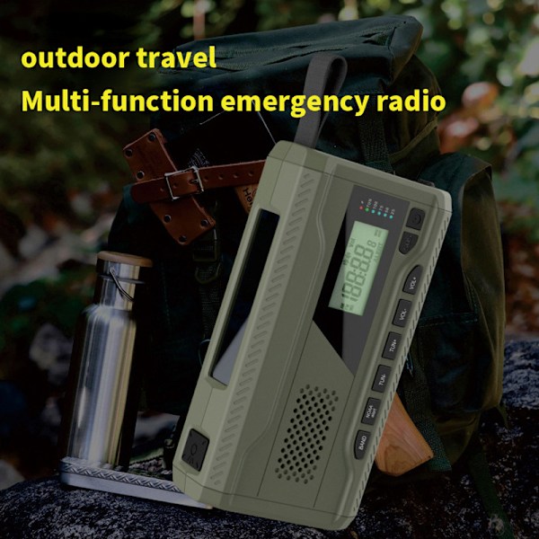 DAB/FM Bluetooth Radio Nødradio Innebygd 4500Mah Batteri Bærbar Solcelle Håndsveiv Radio Mottaker