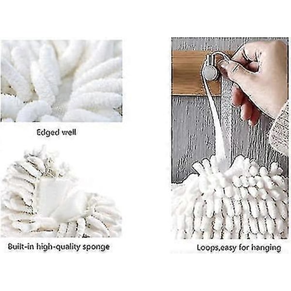 Mikrofiber Håndklær, 2 Grå, Hvite Chenille Mikrofiber Håndklær Kan Brukes På Kjøkkenet Og Badet, Svært Absorberende Og Tørker Hendene Umiddelbart