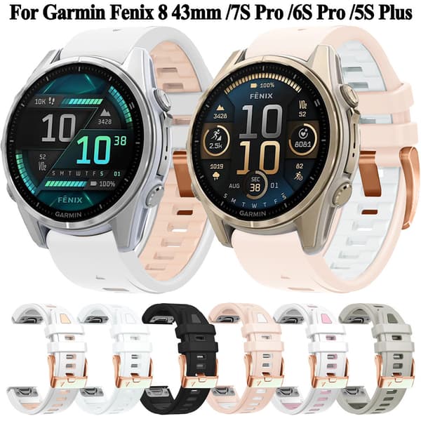 Garmin Fenix ​​5S Plus 6S Pro Erstatningsrem, 20mm Silikon Smart Rem (YJD)