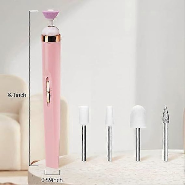 Elektrisk nagelfil med positiva och negativa 4 hastigheter, nagelbandsputsare, batteridriven manikyrset och pedikyrverktyg (Rosa)