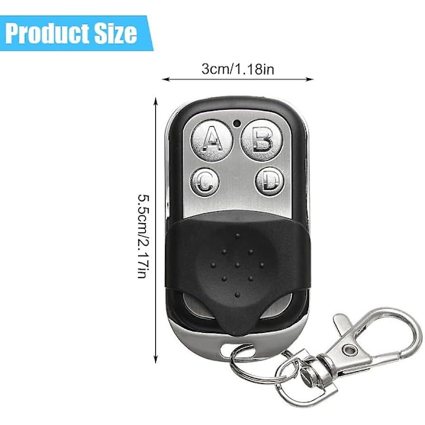 Garageport nøgle fob, 2 stk 433mhz fjernbetjening nøgle fob, universal garageportåbner fjernbetjening, garage fjernbetjening, garageport nøgle fob til 433mhz, sort