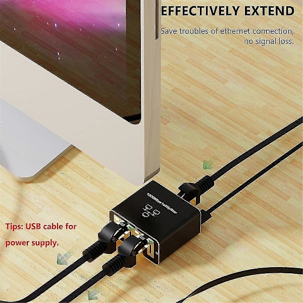 Ethernet-jakaja 1 sisään 2 ulostuloa, nopea 1000 Mbps RJ45-jakajasovitin Cat5/5E/6/7/8 -kaapeleille, reitittimille ja muille