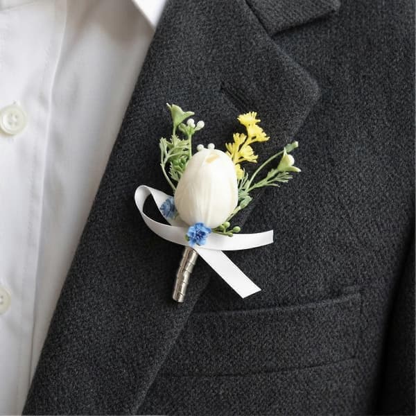 Kunstig Korsasje og Knapphullsblomstsett for Formelle Arrangementer og Brudefester E