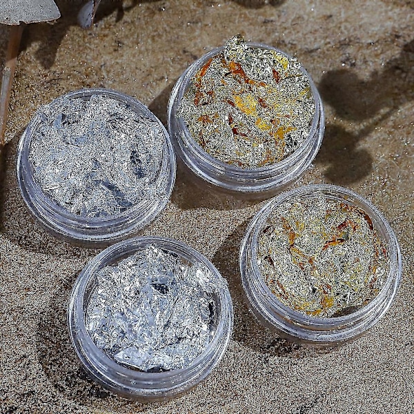 Aluminiumsfolie Pailletter Til Negle Guld Sølv Uregelmæssige Glitter Flager Spejl
