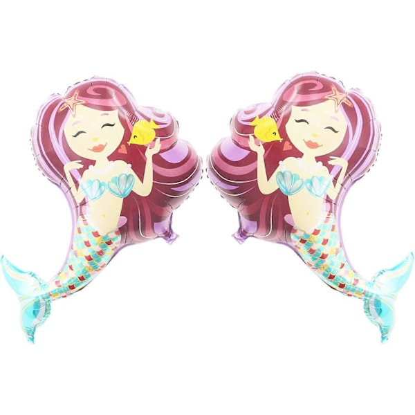 Sett med 2 gigantiske 38\" Merry Mermaid-ballonger for bursdag, maritim temafest, bryllupsdekorasjon (lilla)