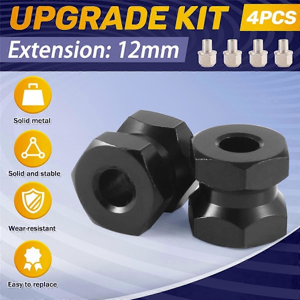 12 mm kuusiokoloavain pyörän navan adapteri 12 mm jatko yhdistäjä kytkin musta