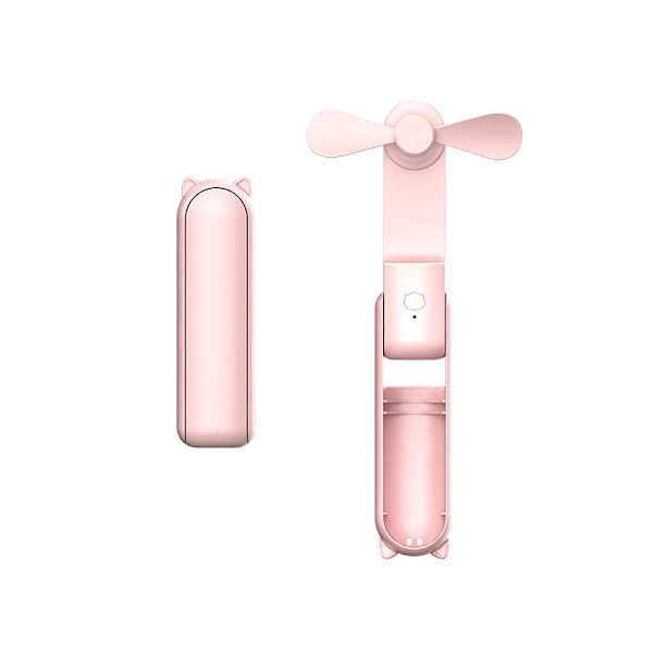 Erittäin ohut kädessä pidettävä tuuletin, USB ladattava minituuletin [Jopa 12+ tuntia jäähdytysaikaa] Pink