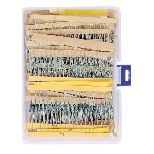 2600 stk. 130 værdier 1/8W 0,125W 1% Metalfilmmodstande Assorteret pakkesæt Modstandssortimentsæt Faste kondensatorer