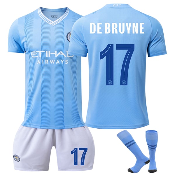 24 Manchester City UEFA Champions League hemma nr 9 Harland tröja 17 De Bruyne 10 Rashford fotbollsdräkt NO.17 DEBRUYNE XL