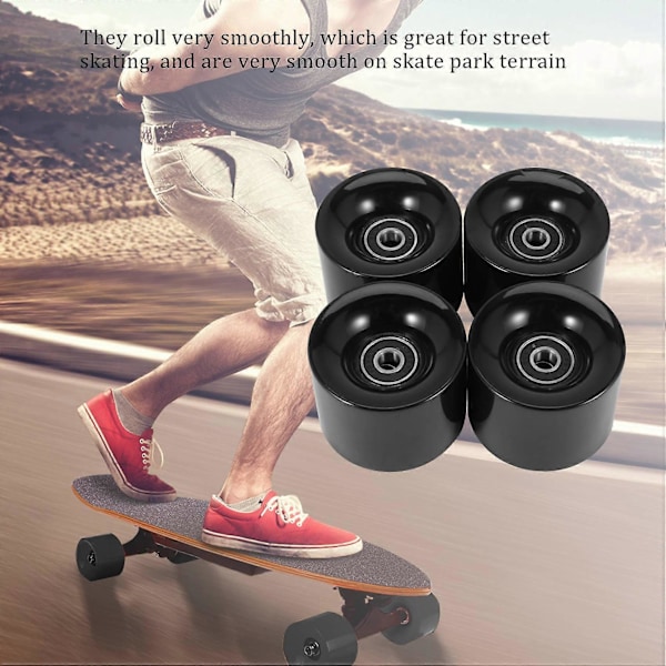Pakkaus, jossa 4 kpl 60 mm:n rullalautapyöriä + ABEC-9-laakeriteräs ja -holkit, cruiser-pyörät