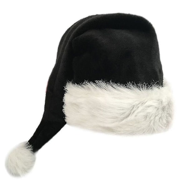 75cm Sort Pludset Lang Julehat Julekostume Pompom Julemandshue
