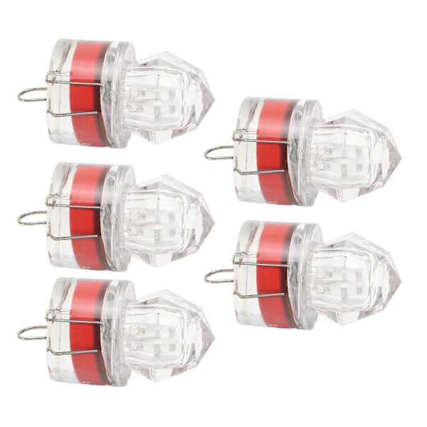 Fiskedrag LED Diamantformad Lampa - 5 st Röda Blinkande Bassdrag Automatisk Öppning Korrosionsbeständighet