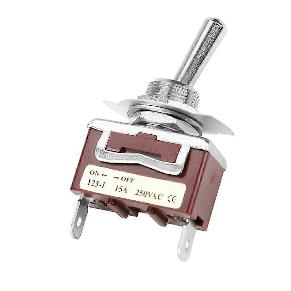 15A 250V Strömbrytare Momentan Vippströmbrytare 2 Stift 2 Positioner 12mm