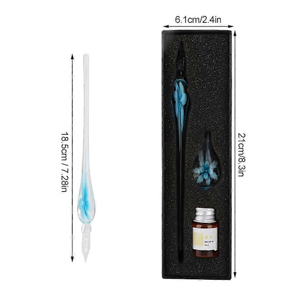 Krystal Blomst Glas Dip Pen med Blæk Penholder - Retro Signatur Fyldepen