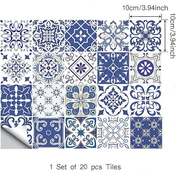 20 KPL Retro Mosaiikki Seinälaatta Siirtotarra Itseliimautuva Vedenpitävä Keittiön Kylpyhuoneen Laatta Seinätarra Vinyyli Taidetarrat Kodin Sisustus