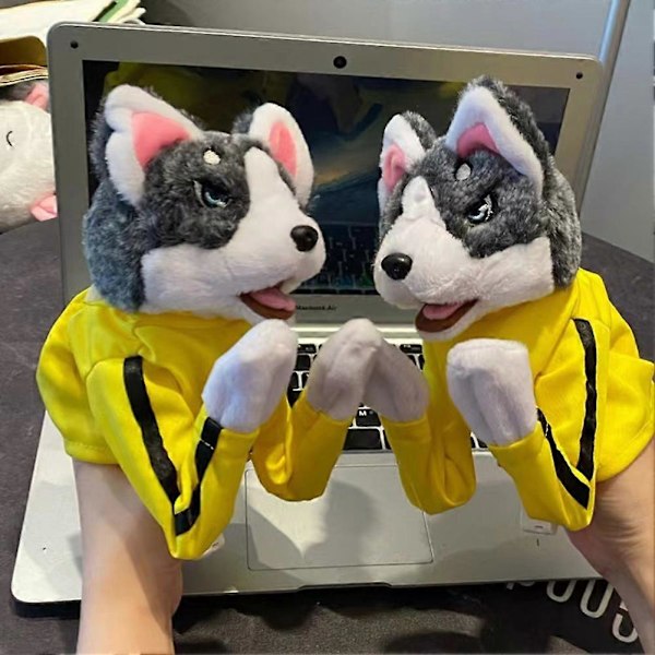 Kung-Fu Husky -nukkelelu äänellä, Husky pehmolelut käsinukke pentu Muppetit Halloweeniin, tarinankerrontaan, roolileikkeihin