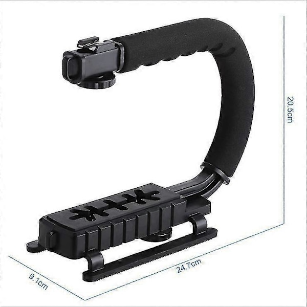 DSLR / speilløs / Action Camera videokamera telefonstabilisator 3-sko 2-hånds videoholder rigg lav posisjon skytefeste 1 stk - svart