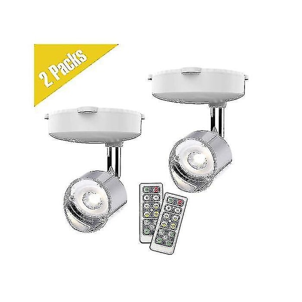 2 kpl Langattomat Spotit, Paristoilla Toimivat Korostusvalot Maalausten, Mini LED-Kuvavalojen, Seinävalaisimien, 4000k Valon, 80 Lumenia (hopea)