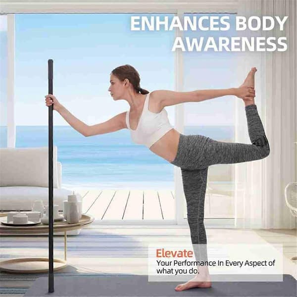 Yogastick 1,5 m Robust Justerbar Stretchingstick i Stål Black