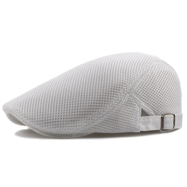 Platt mesh för män Andas Newsboy Gatsby Ivy Hat Golf Driving Baker Taxi Driver Hat White