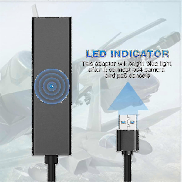 Kameraadapter for PSVR/PS5, PS VR konverterkabel kompatibel med 5 konsoll, USB 3.0 VR spilltilbehør