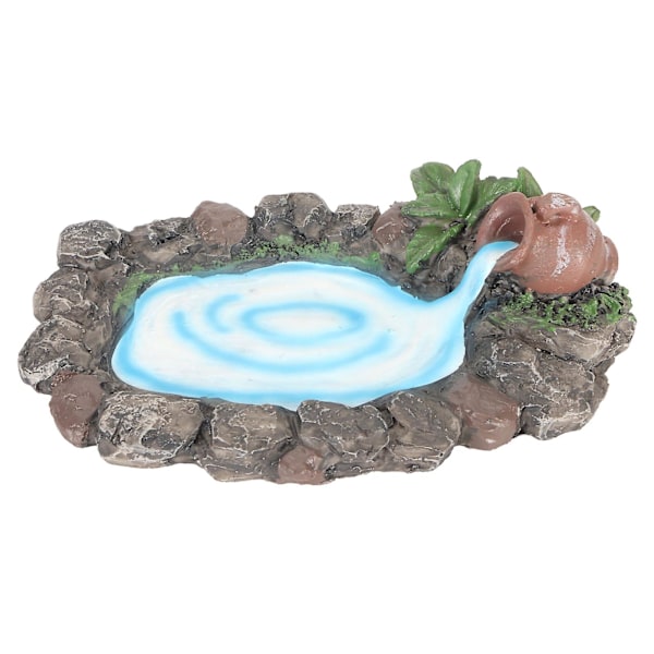 Fairy Garden Rock Pond 16,5 cm Lång Handmålad Livslik Tålig Resin Miniatyrdamm för Hus Utomhusdekoration
