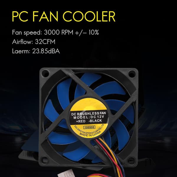 12V DC 32 70mm 4-Pin Datorchassi CFM PWM CPU PC Fläkt Blå & Svart