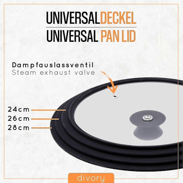 Universelt Lokk 28, 30 Og 32 Lokk Glasslokk Med Silikonkant S2024123012795
